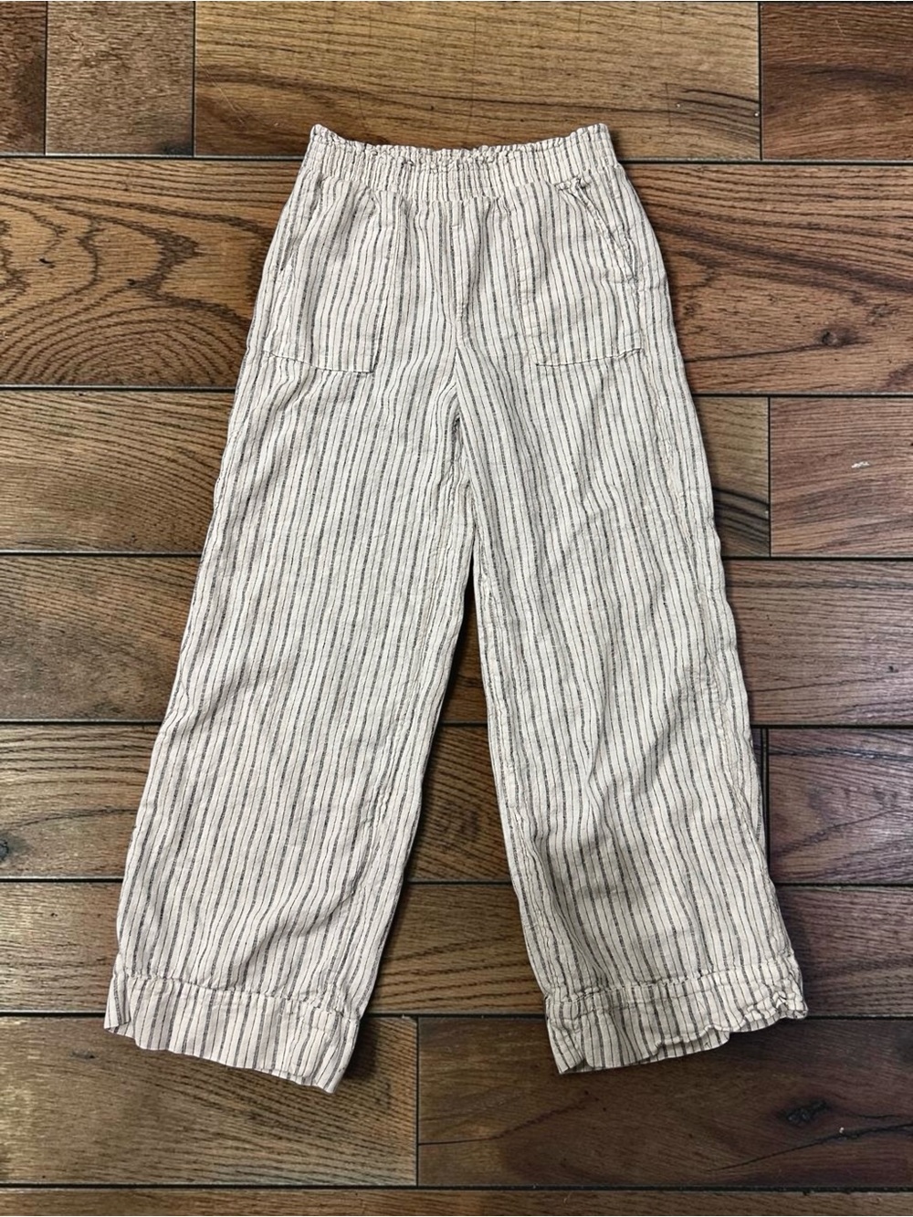 Time and Tru Women’s XS Striped Pull-On Wide Leg Linen Pants
